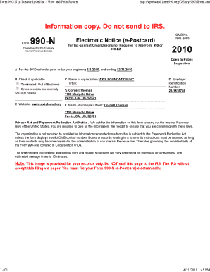 Form 990-N (e-Postcard) for Tax-Exempt Organizations