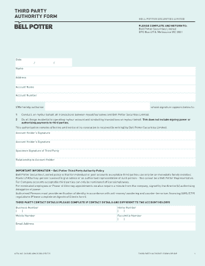Bell Potter Third Party Authority Form