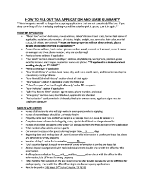TAA Application and Lease Guaranty