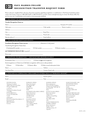 Rotary Foundation Recognition Transfer Form