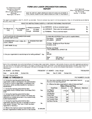 US Department of Labor Form LM-2