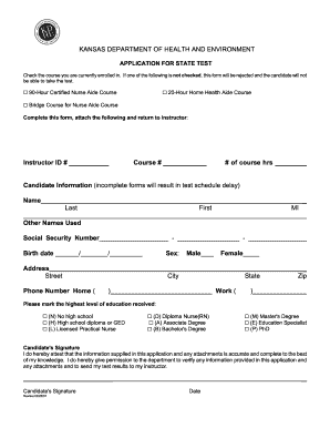Kansas Nurse Aide Test Application