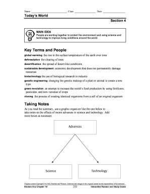 Today's World Section 4 Study Guide