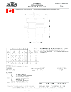 Zurn ZN-211-B Floor Drain Specification Sheet