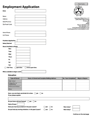 Employment Application Form