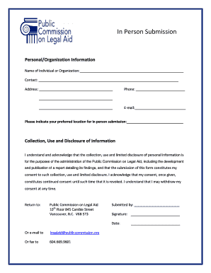Public Commission on Legal Aid Submission Form