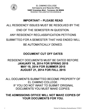 California Residency Reclassification Petition