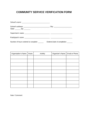Community Service Verification Form