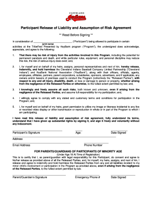 Participant Release of Liability and Assumption of Risk Agreement