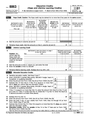 Form 8863 Hope and Lifetime Learning Credits