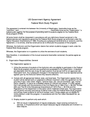 US Federal Work Study Program Agreement