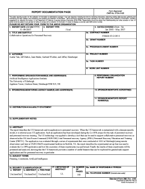 Standard Form 298 Report Documentation