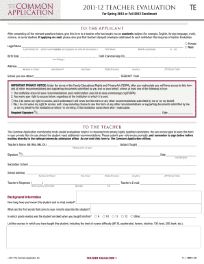 Teacher Evaluation Form