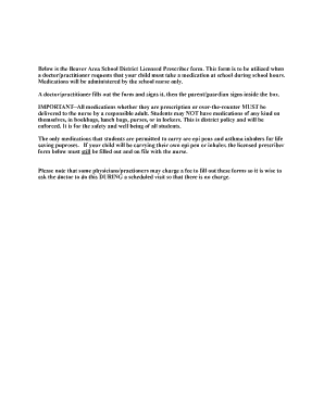 Beaver Area School District Licensed Prescriber Form
