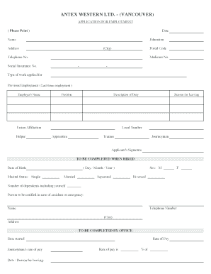 Employment Application Form