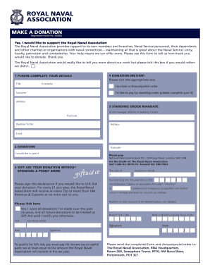 Royal Naval Association Donation Form