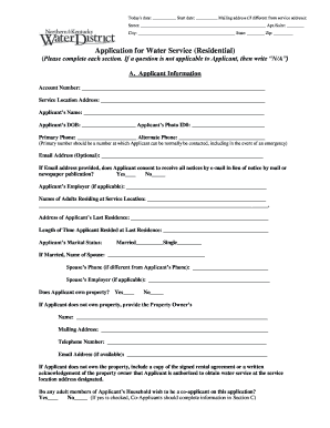 Application for Water Service (Residential)