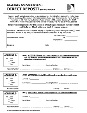 Dearborn Schools Payroll Direct Deposit Form