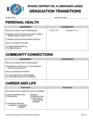 Physical fitness log - SCHOOL DISTRICT NO 91 NECHAKO LAKES GRADUATION TRANSITIONS - ldss sd91 bc