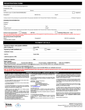 MAICSA Training Registration Form