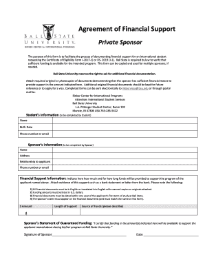 Financial Support Agreement for International Students