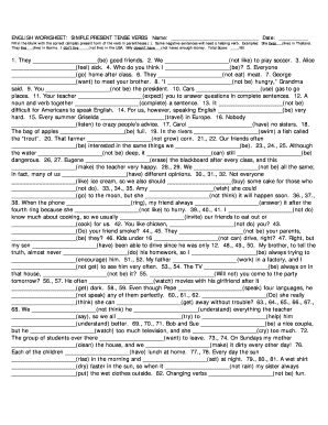 English Worksheet Simple Present Tense Verbs
