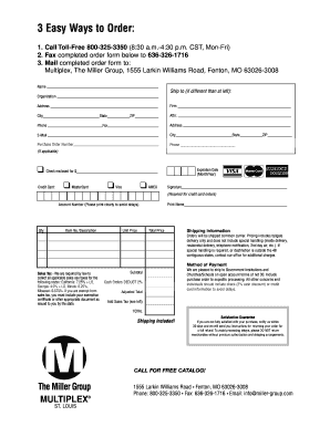 Multiplex Order Form