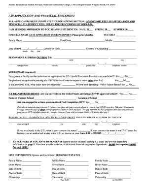 I-20 Application and Financial Statement