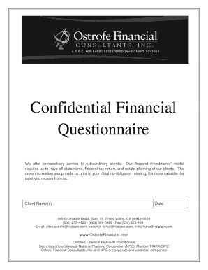 Confidential Financial Questionnaire