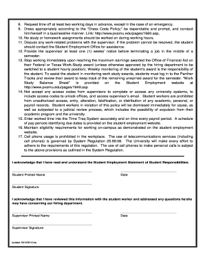 Student Employment Statement of Responsibilities