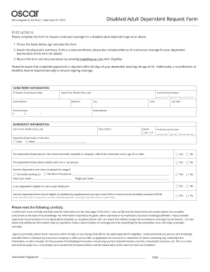 Disabled Adult Dependent Request Form