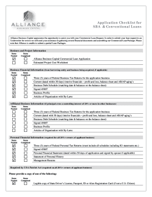 Commercial Loan Application Checklist