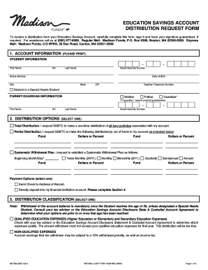 Education Savings Account Distribution Request Form