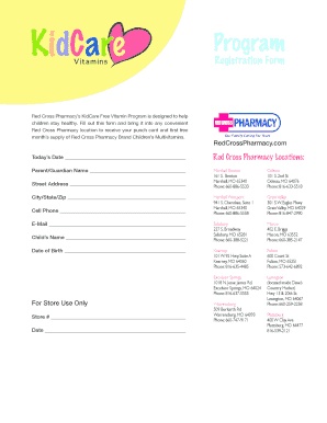 KidCare Program Vitamins Registration Form