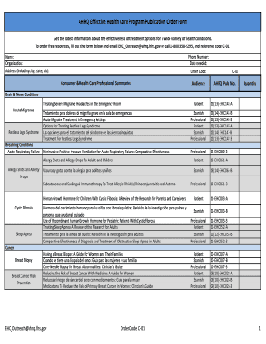 AHRQ Effective Health Care Program Publication Order Form