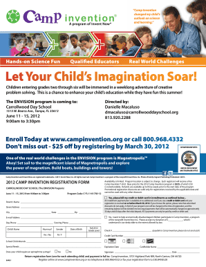 Camp Invention Registration Form