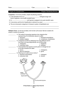 Chapter 18 Classification Vocabulary Review