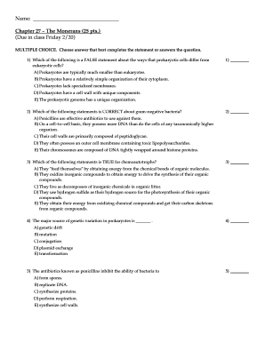 Chapter 27 The Monerans Quiz