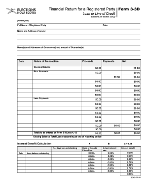 Financial Return for a Registered Party Form 3-3D