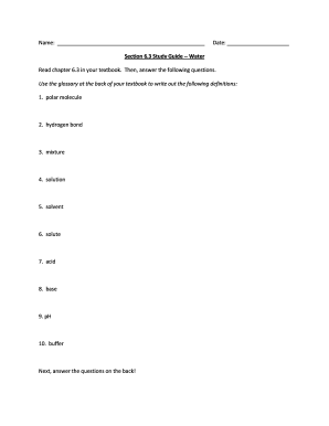 Science Study Guide Water