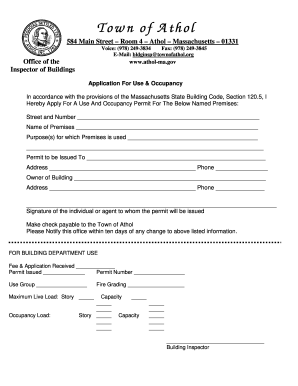 Massachusetts Use and Occupancy Permit Application