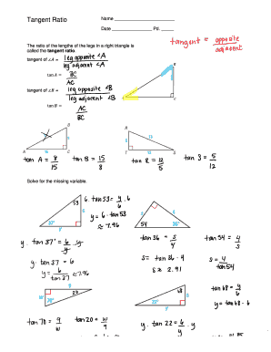 Tangent Ratio Worksheet