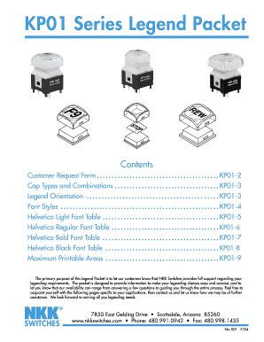 KP01 Series Legend Request Form