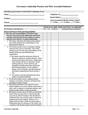 Charter School Governance Leadership Practices Form