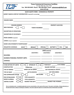 Texas Commercial Property Insurance Quote Form
