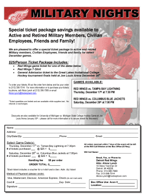 Military Nights Ticket Order Form