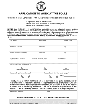 Application to Work at the Polls