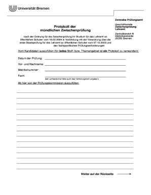 Protokoll der Zwischenprüfung