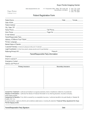 Expo Pointe Imaging Center Patient Registration Form
