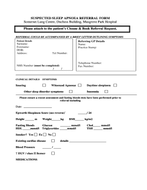 Suspected Sleep Apnoea Referral Form